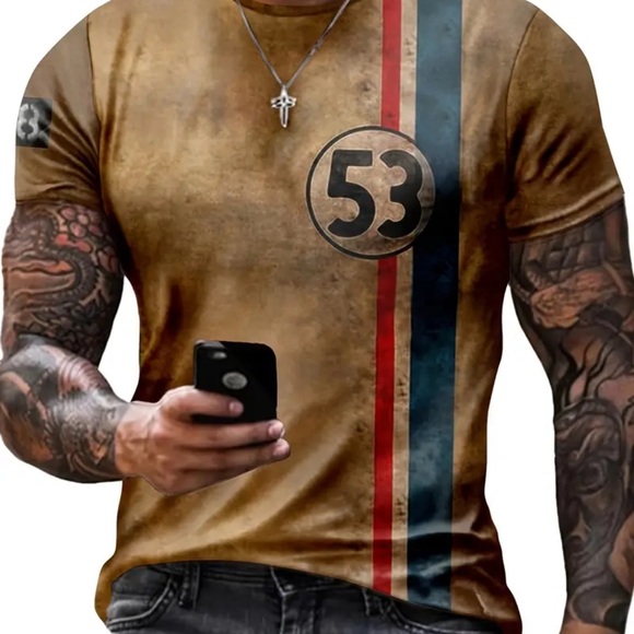 Men's Boho Striped T-Shirt - Breathable, Stretch Polyester, Regular Fit Crew - Picture 2 of 5